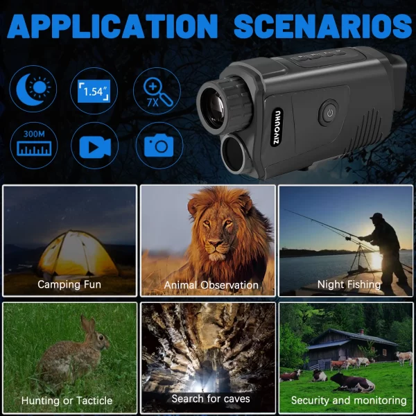Pocket Electronic Monocular 7X Zoom 1080P HD Video Digital Camcorder for Outdoor Camping Fishing Day Night Vision Photography – Image 5