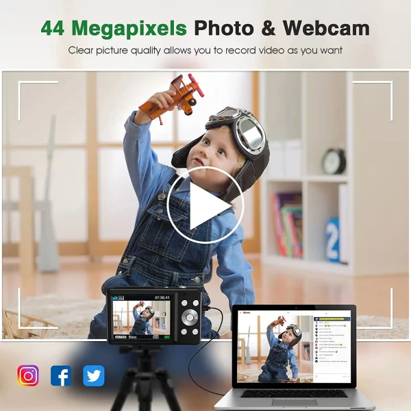 DC403 1080P HD Digital Children Camera Camcorder 44MP 16X Zoom Portable Mini Video Recorder Monocular Telescope Antishake – Image 3