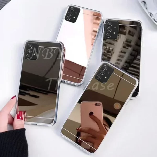 Makeup Mirror Case For Samsung Galaxy A55 A05S A14 A54 A34 A23 A53 A33 A52S A32 A12 A22 A13 A15 A35 Soft Silicone Cover – Image 5