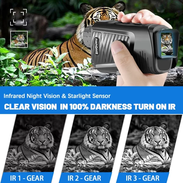 Pocket Electronic Monocular 7X Zoom 1080P HD Video Digital Camcorder for Outdoor Camping Fishing Day Night Vision Photography – Image 4