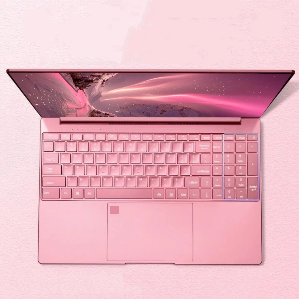 11th Gen Celeron N5095 Laptop – Win 10/11, 16GB 32GB RAM, 128GB – 2TB SSD. 2.4G/5.0G WiFi & Bluetooth, stylish pink keyboard.