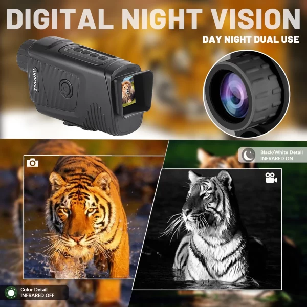 Pocket Electronic Monocular 7X Zoom 1080P HD Video Digital Camcorder for Outdoor Camping Fishing Day Night Vision Photography – Image 3
