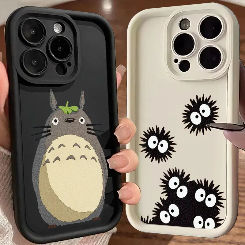 Japanese Anime Dragon Cat Spirited Soft Case For iPhone 16 Pro Cases iPhone 15 14 13 12 Mini 11 Pro Max 16 Plus X XR Phone Cover