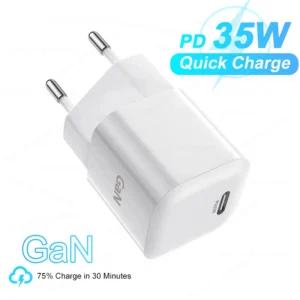 EllAI-Chargeur GaN pour iPhone, Charge Rapide USB C, Adaptateur de Téléphone Ultra, 35W, Xiaomi 14, Oneplus, Samsung S24, 15, 14, 11, 12, 13 Pro Max