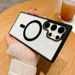 Coques magnétiques de luxe For Magsafe pour For Samsung Galaxy S24, S22, S23, chargement ultra sans fil, coque arrière transparente antichoc, accessoires