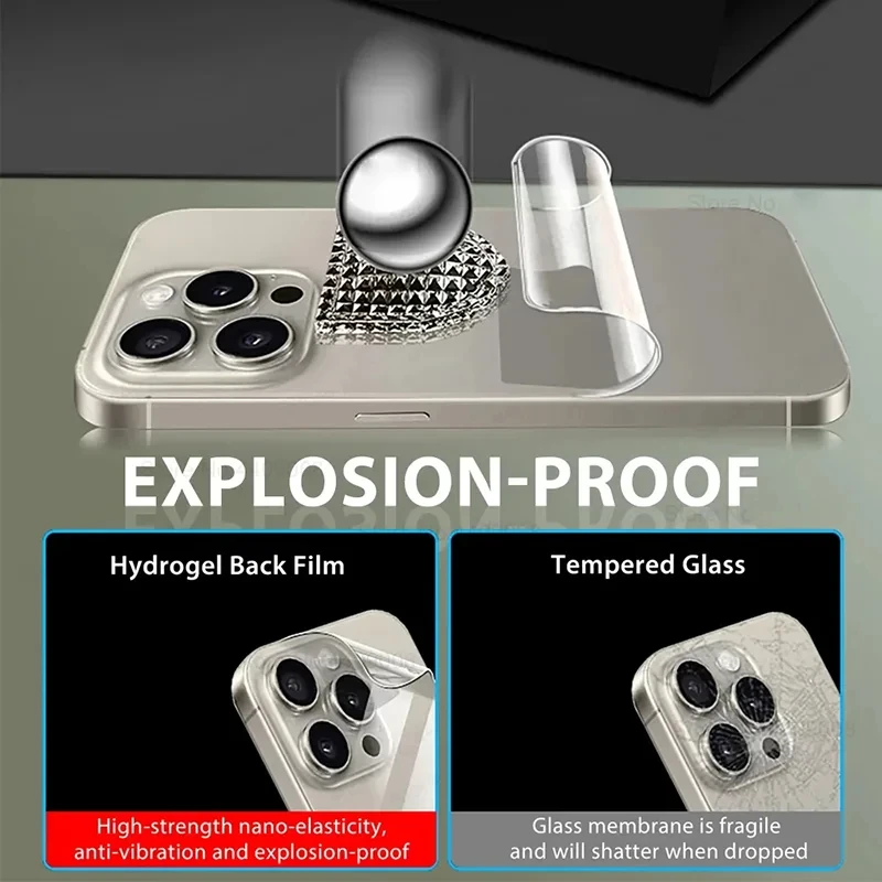 Film Hydrogel 2 en 1 avec verre trempé, pour iPhone 16 15 Pro Max 14 Plus 13 12 11 16 Pro, protecteur d'objectif arrière, accessoires de téléphone – Image 6