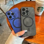 Coque telephone magnétique en cuir de luxe phone case for iPhone, accessoires de couverture de charge sans fil for Magsafe, étuis for iPhone 15,14,13,11,12Pro Max Plus