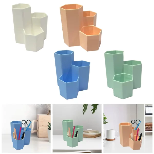 Multi-Function Holder 3-Compartment Pencil Pen Cup Desktop Brushes Storage Solution for Desk Accessories Countertop – Image 3