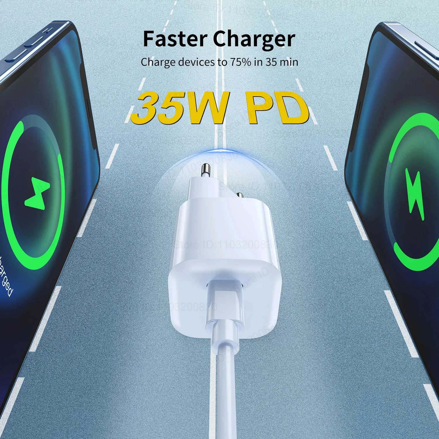 EllAI-Chargeur GaN pour iPhone, Charge Rapide USB C, Adaptateur de Téléphone Ultra, 35W, Xiaomi 14, Oneplus, Samsung S24, 15, 14, 11, 12, 13 Pro Max – Image 5
