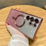 Étui magnétique de luxe à paillettes pour femme, étui souple pour Samsung Galaxy S24 S23 S22 Ultra S21FE, Charge sans fil Magsafe, accessoires