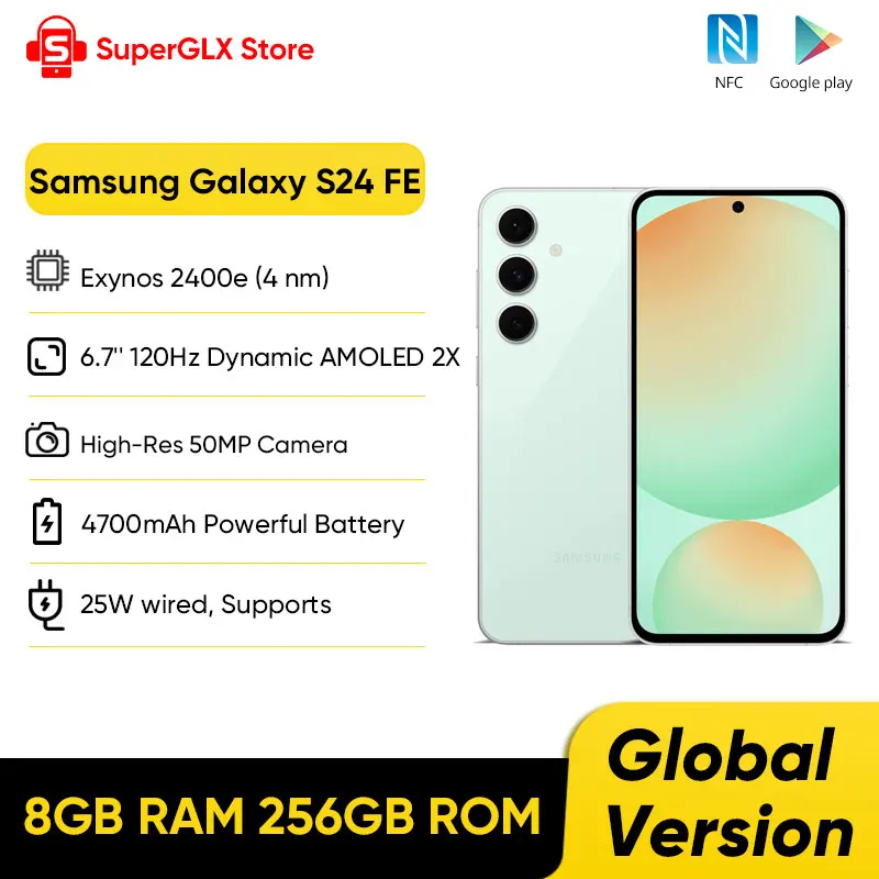2024 nouveau Samsung Galaxy S24 FE Exynos 2400e 6.7 « 120Hz AMOLED affichage haute résolution 50MP caméra Android14 Samsung S24 FE AI Smartphone