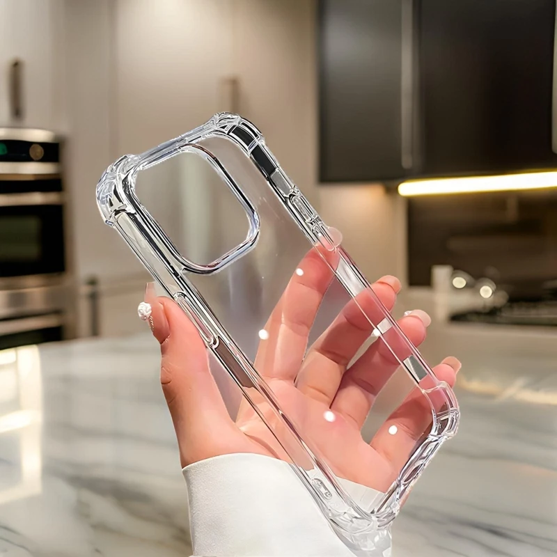 Coque de téléphone transparente en Silicone, antichoc, étui arrière de Protection d&rsquo;objectif pour iPhone 13 11 12 14 15 16 Pro Max 7 8 Plus Mini X XS XR 5 6