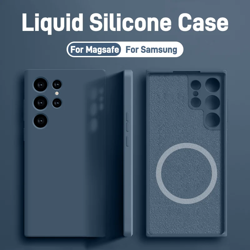 Étui en silicone liquide Magsafe pour Samsung Galaxy, charge magnétique sans fil, accessoires de téléphone, S24, S23, S22, S21 Ultra, S21 Fe