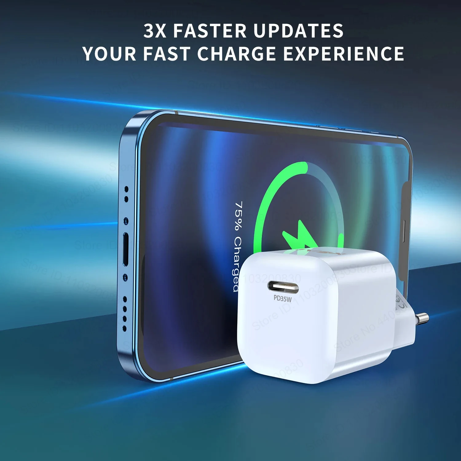 EllAI-Chargeur GaN pour iPhone, Charge Rapide USB C, Adaptateur de Téléphone Ultra, 35W, Xiaomi 14, Oneplus, Samsung S24, 15, 14, 11, 12, 13 Pro Max – Image 3