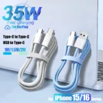 Câble de charge rapide USB vers Type C 35W, pour Apple iPhone 15 16 Pro Max 15 Plus, ligne de données type-c, connexion exclusive de 2M pour CarPlay