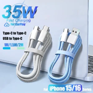 Câble de charge rapide USB vers Type C 35W, pour Apple iPhone 15 16 Pro Max 15 Plus, ligne de données type-c, connexion exclusive de 2M pour CarPlay
