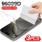 Protecteur d&rsquo;écran pour iPhone 16 15 14 Pro Max Plus, 3 pièces, Film Hydrogel à couverture complète pour 13 12 Mini 11 Pro, Film arrière de téléphone, pas du verre