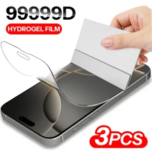 Protecteur d'écran pour iPhone 16 15 14 Pro Max Plus, 3 pièces, Film Hydrogel à couverture complète pour 13 12 Mini 11 Pro, Film arrière de téléphone, pas du verre