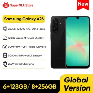 Version mondiale Samsung Galaxy A26 5G Smartphone Exynos 1380 6.7 ''120Hz écran Super AMOLED 50MP OIS caméra 5000mAh batterie