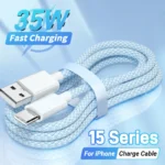 Câble de charge rapide PD 35W pour Apple iPhone 15 Pro Max Plus, chargeur de type C, 1m, 1.5m, 2m, accessoires de téléphone