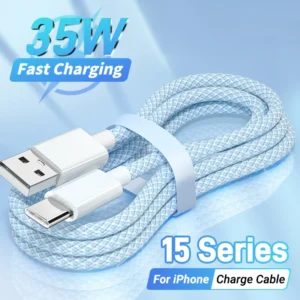 Câble de charge rapide PD 35W pour Apple iPhone 15 Pro Max Plus, chargeur de type C, 1m, 1.5m, 2m, accessoires de téléphone