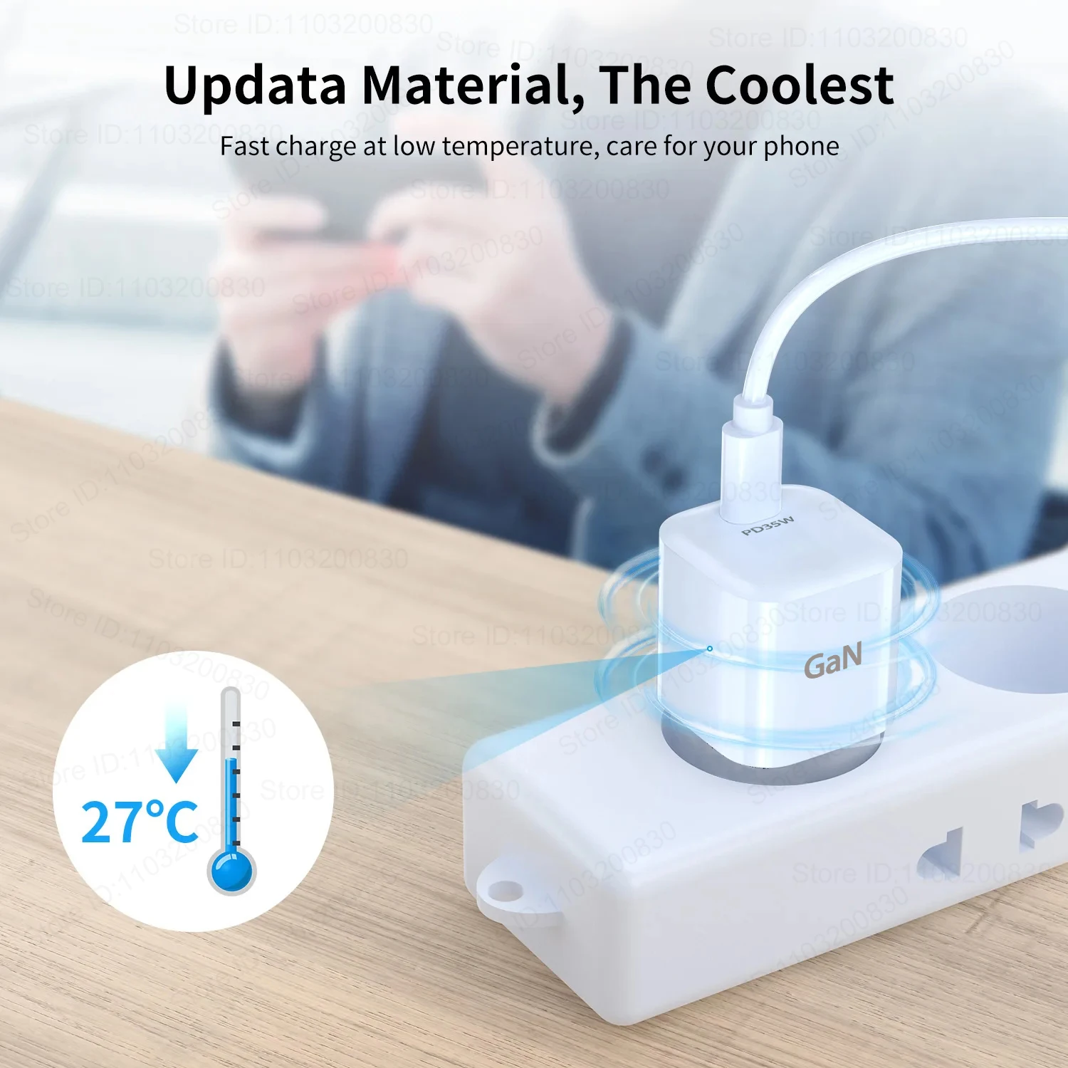 EllAI-Chargeur GaN pour iPhone, Charge Rapide USB C, Adaptateur de Téléphone Ultra, 35W, Xiaomi 14, Oneplus, Samsung S24, 15, 14, 11, 12, 13 Pro Max – Image 4