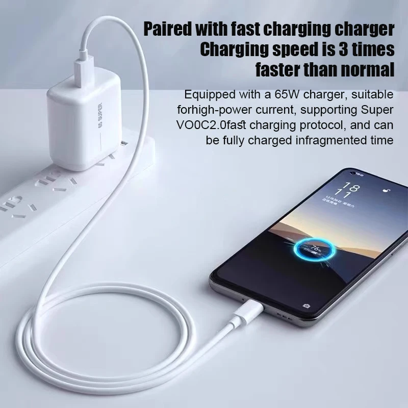 Port USB de charge rapide pour OPPO, adaptateur de chargeur, accessoires de téléphone, Reno 12, 11, 10 Pro, Find X8, X7, X6 Pro, 65W – Image 5