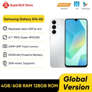 Version mondiale Samsung Galaxy A16 4G Smartphone Mediatek Helio G99 6.7 "écran Super AMOLED 50MP Triple caméra 5000mAh batterie