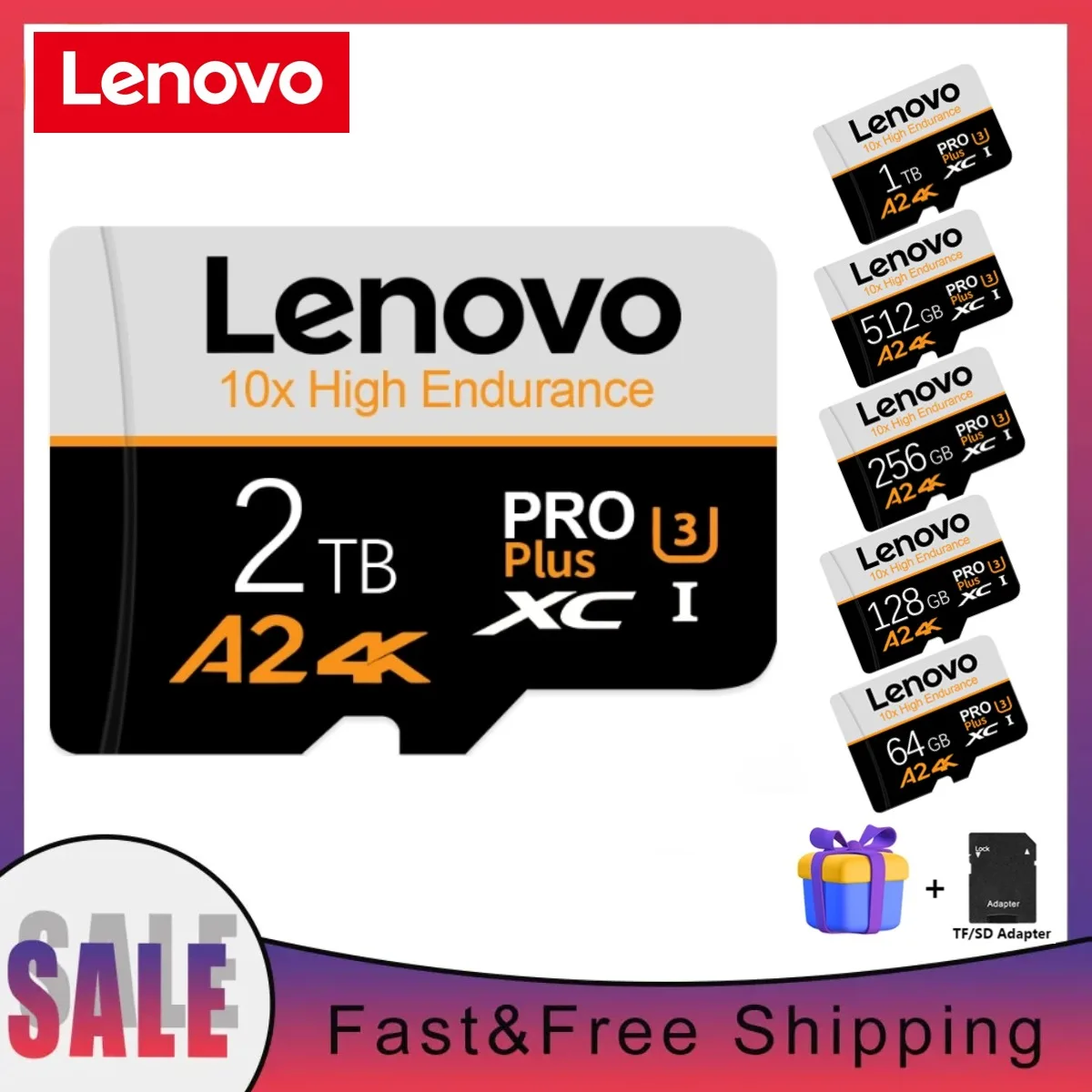 Lenovo-Carte mémoire Mini SD haute vitesse pour Smartphone, Micro TF, Flash USB, Pen Drive, 1 To, 512 Go, 256 To, 128 To, Classe 10