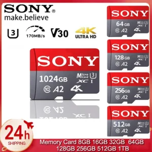 SONY Micro TF carte SD 128GB carte mémoire SD 256GB 512GB A2 U3 V30 cartes mémoire 170 mo/s haute vitesse 4K pour Steam Deck/Drone/caméra