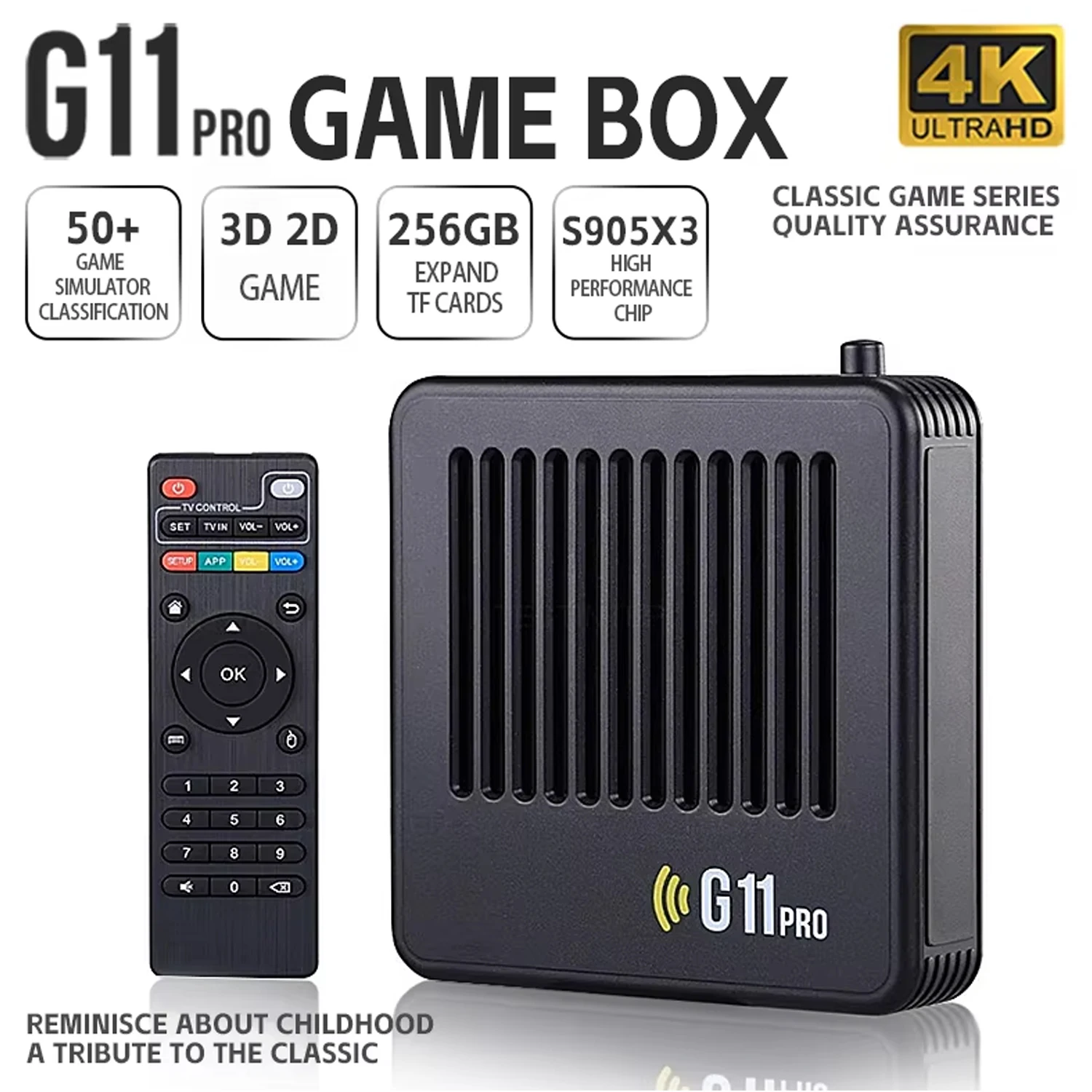 G11 Pro rétro boîte de jeu 4K HD TV bâton de jeu Console de jeu vidéo 128G intégré 40000 jeux lecteur de jeu Portable sans fil Gamepa – Image 2