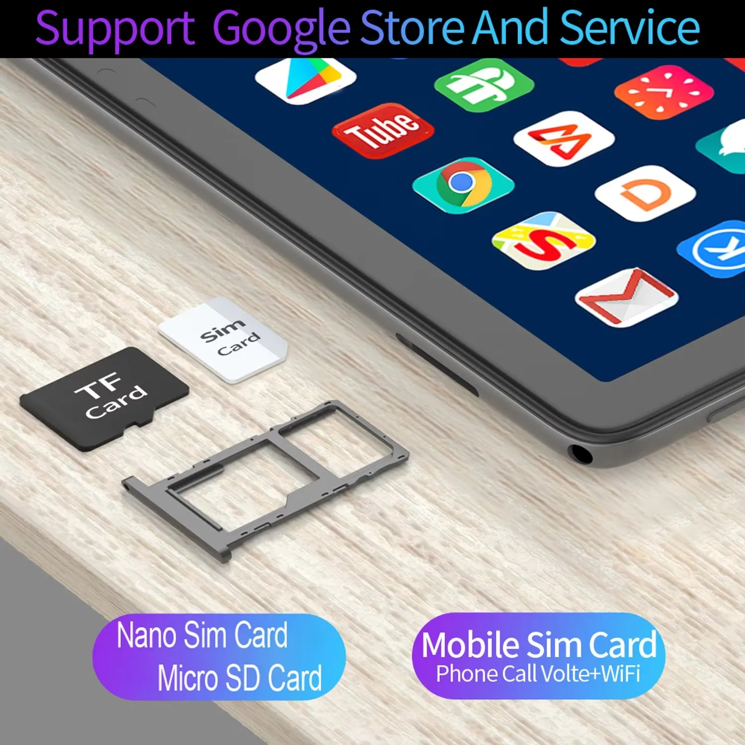 BDF Android 10.1 pouces tablette Google Play Octa Core double caméra double SIM 3G appel téléphonique tablettes Bluetooth Wifi 4GB + 64GB ROM – Image 3