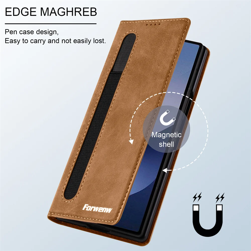 Nouveau étui pour Samsung Galaxy Z Fold 7 6 5 coque de téléphone Support portefeuille en cuir de luxe housse à rabat pour Samsung Z Fold 4 3 housse de téléphone – Image 2