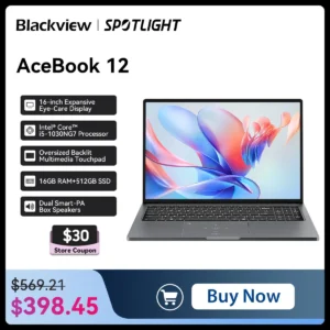 [Première mondiale] Ordinateur portable Blackview AceBook 12 Win 11 Pro 16'' 1920*1200, ordinateur portable Intel I5-1030NG7, 16 Go 512 Go, 5000 mAh
