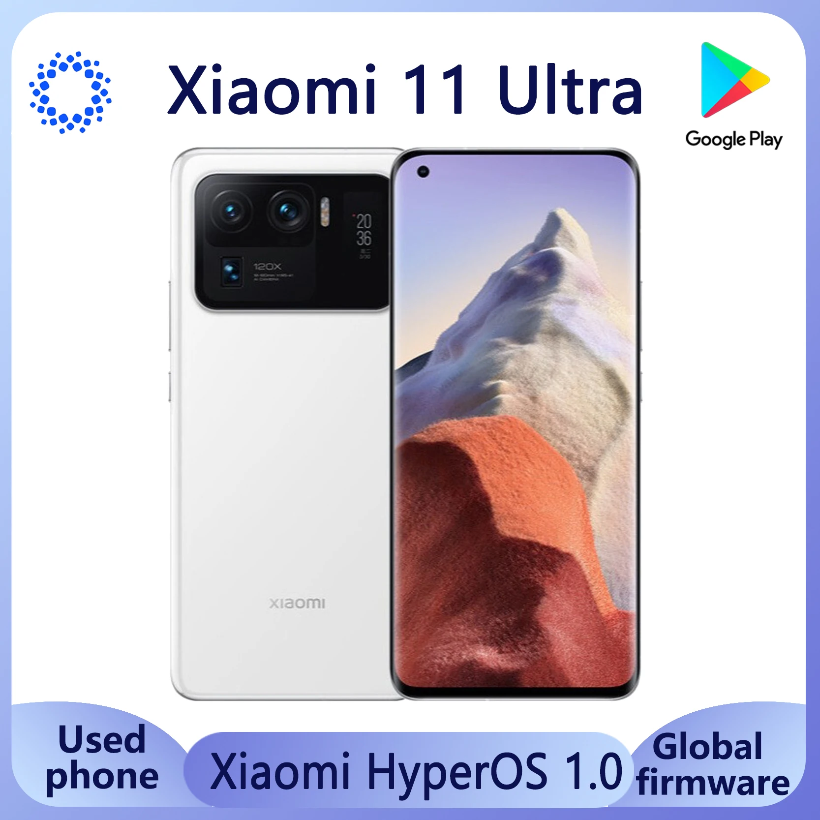 Xiaomi Mi 11 Ultra Phone-hyperOS 1.0 6.81&Prime; 2K 120Hz AMOLED, Triple caméra principale 50MP, batterie 5000mAh, téléphone d&rsquo;occasion