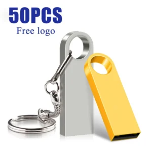 50 PCS/lot logo gratuit Pendrive 128 GB USB clé dorée créative USB 2.0 clé USB clé USB 4 GB 8 GB 16 GB 32 GB 64 GB clé mémoire