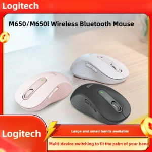 Souris sans fil Bluetooth Logitech M650 originale, clics silencieux pour PC/Mac/multi-appareils/Chromebook, technologie de capteur pour ordinateur portable de bureau