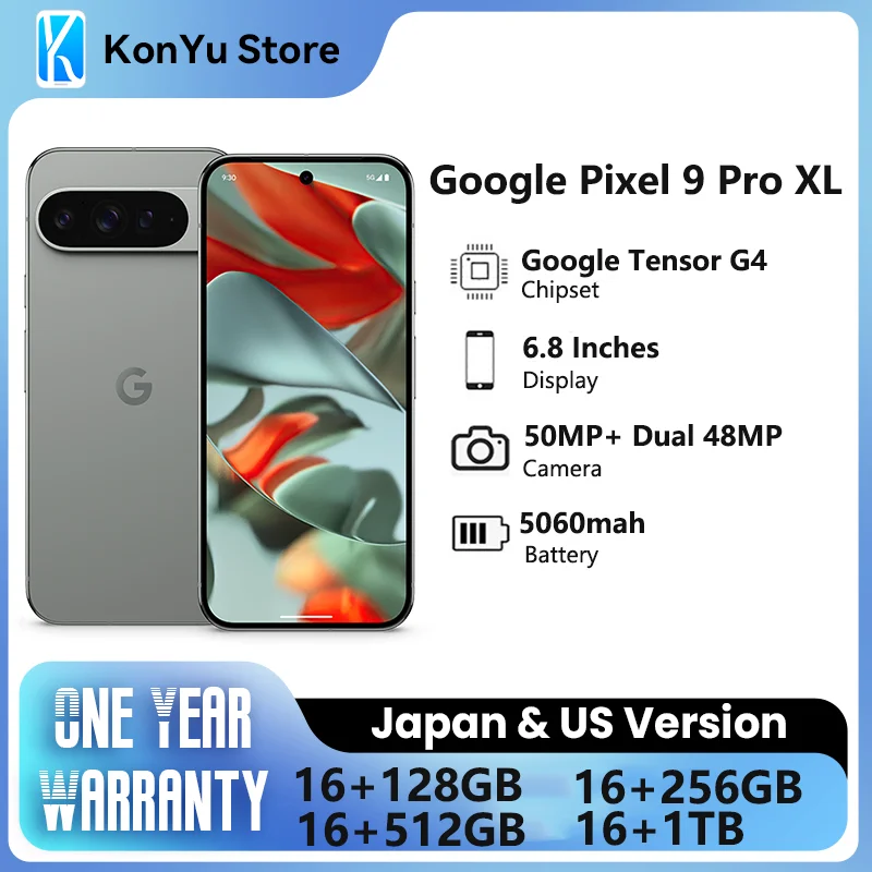 Google-Smartphone Pixel 9 Pro XL, ROM globale, 6.8 pouces, Google Tensor G4, 16 Go de RAM, 37W, filaire, 5060 mAh, 50MP + 48MP, IP68, NDavid, Nouveau