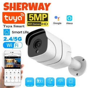 Tuya 5G Wifi caméra IP balle extérieure 5MP caméra de sécurité à domicile détection de mouvement 1080P HD couleur Vision nocturne Surveillance Audio