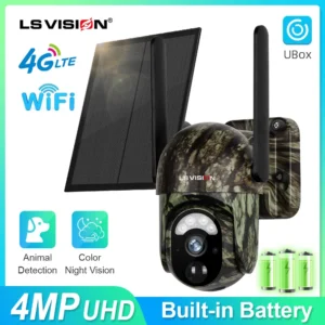 LS VISION 4G /WFII caméras de sécurité solaires sans fil extérieur 2K HD Surveillance vidéo couleur Vision nocturne détection humaine/animal