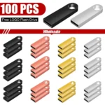 100 PCS/lot clé USB 64 GB 32 GB 16 GB clé USB en métal 8 GB 4 GB 2 GB 1 GB 512 mo clé USB bâtons Logo Laser gratuit