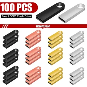 100 PCS/lot clé USB 64 GB 32 GB 16 GB clé USB en métal 8 GB 4 GB 2 GB 1 GB 512 mo clé USB bâtons Logo Laser gratuit