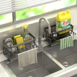 Égouttoir d&rsquo;évier de cuisine en acier inoxydable, support de robinet de rangement d&rsquo;éponge, égouttoir à savon, porte-serviettes, organisateur d&rsquo;étagère, accessoires de cuisine