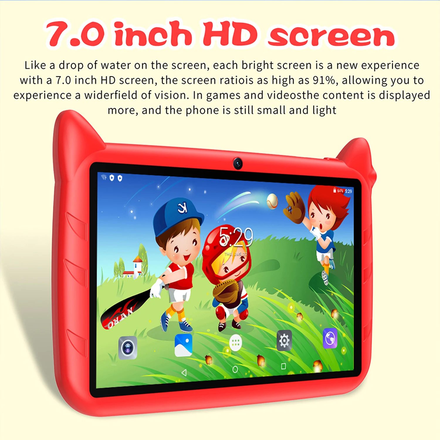 Nouveau 7 pouces modèle de bande dessinée enfants tablettes Quad Core 4GB + 64GB ROM Bluetooth 5G WiFi apprentissage jeux éducatifs tablette cadeau pour enfants – Image 2