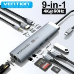 Vention USB C Hub HDMI 4K 60Hz 9 en 1 PD 100W adaptateur USB 3.2 3.0 Hub 5Gbps séparateur Station d&rsquo;accueil pour Macbook Air iPad ordinateur portable