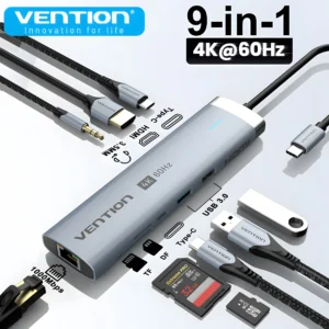 Vention USB C Hub HDMI 4K 60Hz 9 en 1 PD 100W adaptateur USB 3.2 3.0 Hub 5Gbps séparateur Station d'accueil pour Macbook Air iPad ordinateur portable