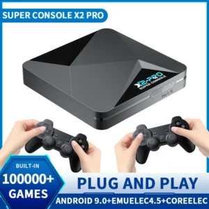 KINHANK Console de jeu vidéo rétro Super Console X2 Pro avec 90000 jeux vidéo pour PS1/DC/MAME/SS avec manette de jeu boîte de jeu cadeau pour enfant