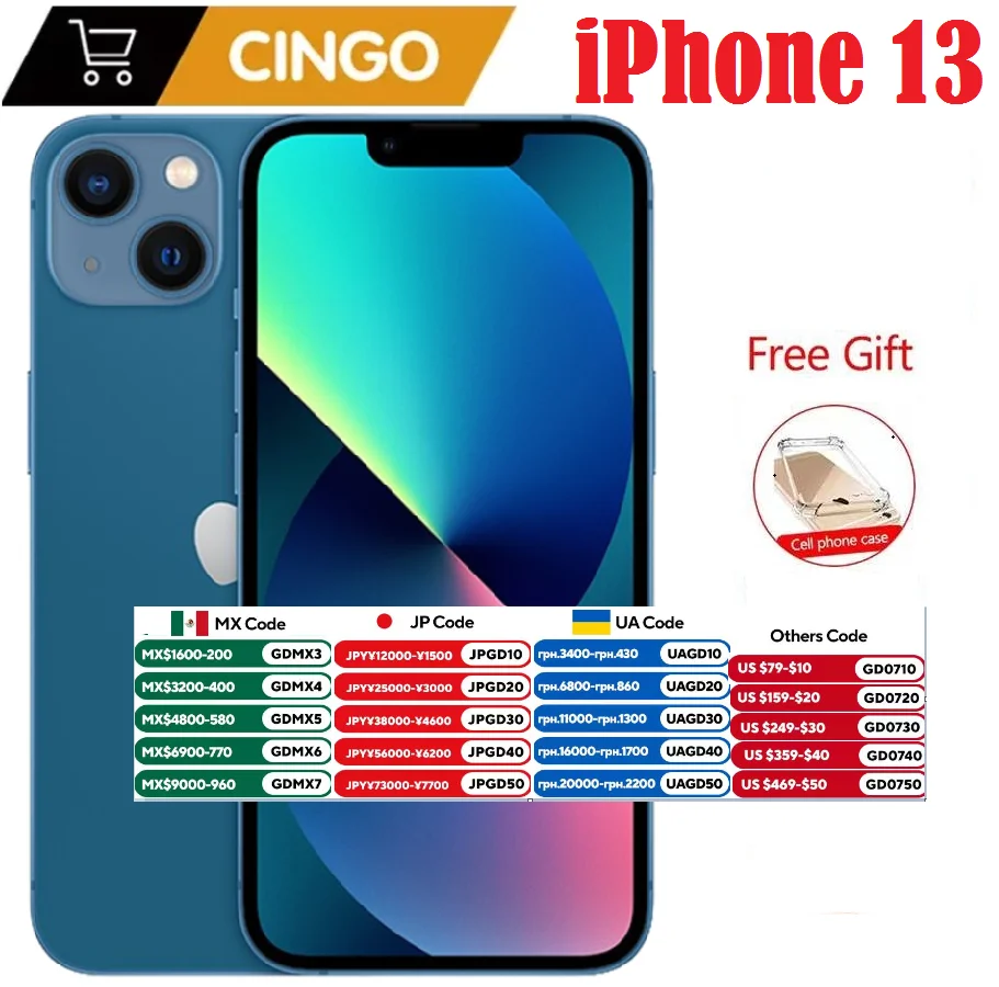 iPhone 13 d&rsquo;origine 128GB/256GB ROM débloqué A15 puce IOS 5G Smartphone Face ID 6.1 « écran OLED iphone 13 téléphone portable