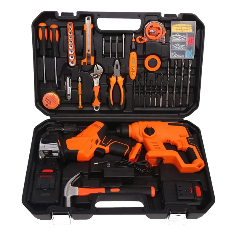 Perceuse électrique au Lithium 12V, 88 pièces, Kit de réparation multifonctionnel, outils de quincaillerie de voiture avec marteau, boîte à outils combinée domestique – Image 5