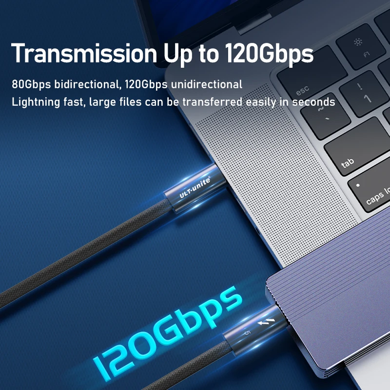 Câble Thunder-bolt 5 120Gbps synchronisation de données 240W charge rapide 16K30Hz câble USB4 Type C Compatible pour MacBook, iPad, station d'accueil, SSD – Image 3